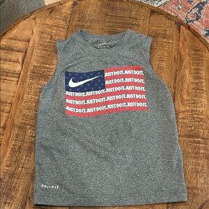 Nike Kids Gray Tank Top with Red and Blue Graphic